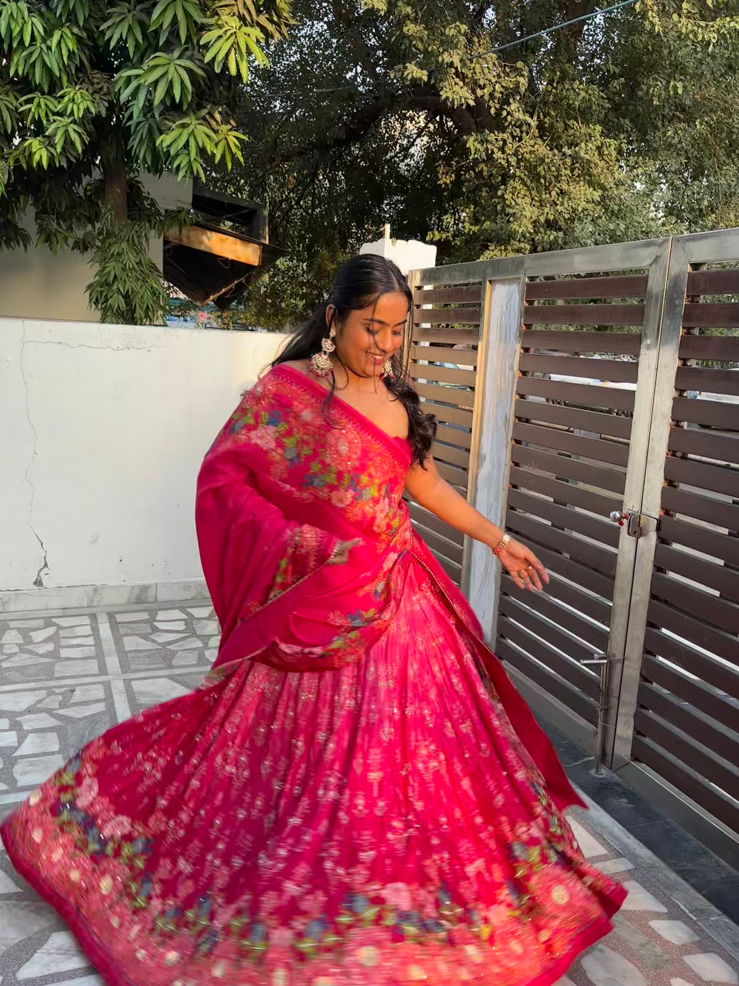 Ombre Pink Baghicha Lehenga Set