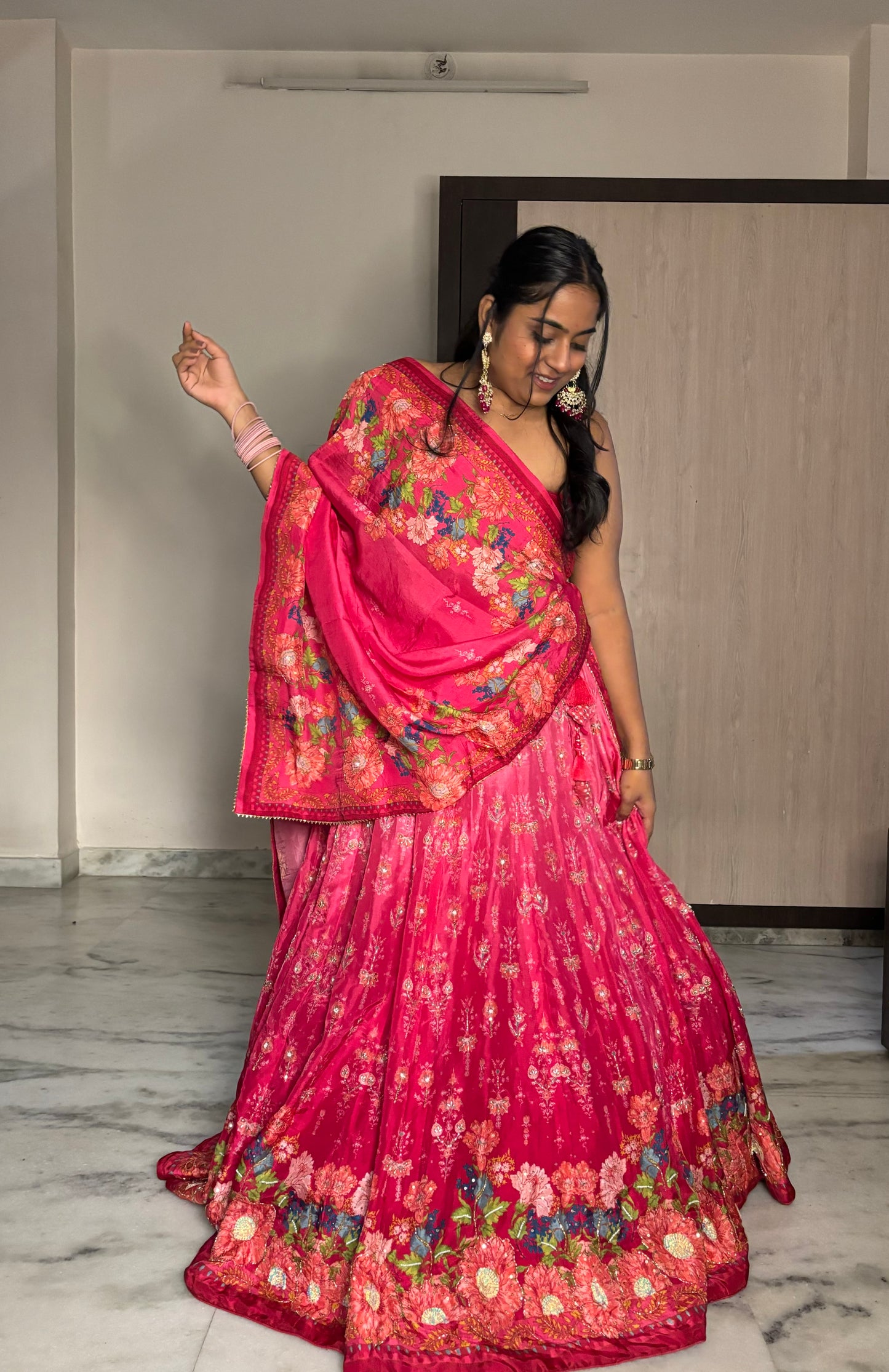Ombre Pink Baghicha Lehenga Set