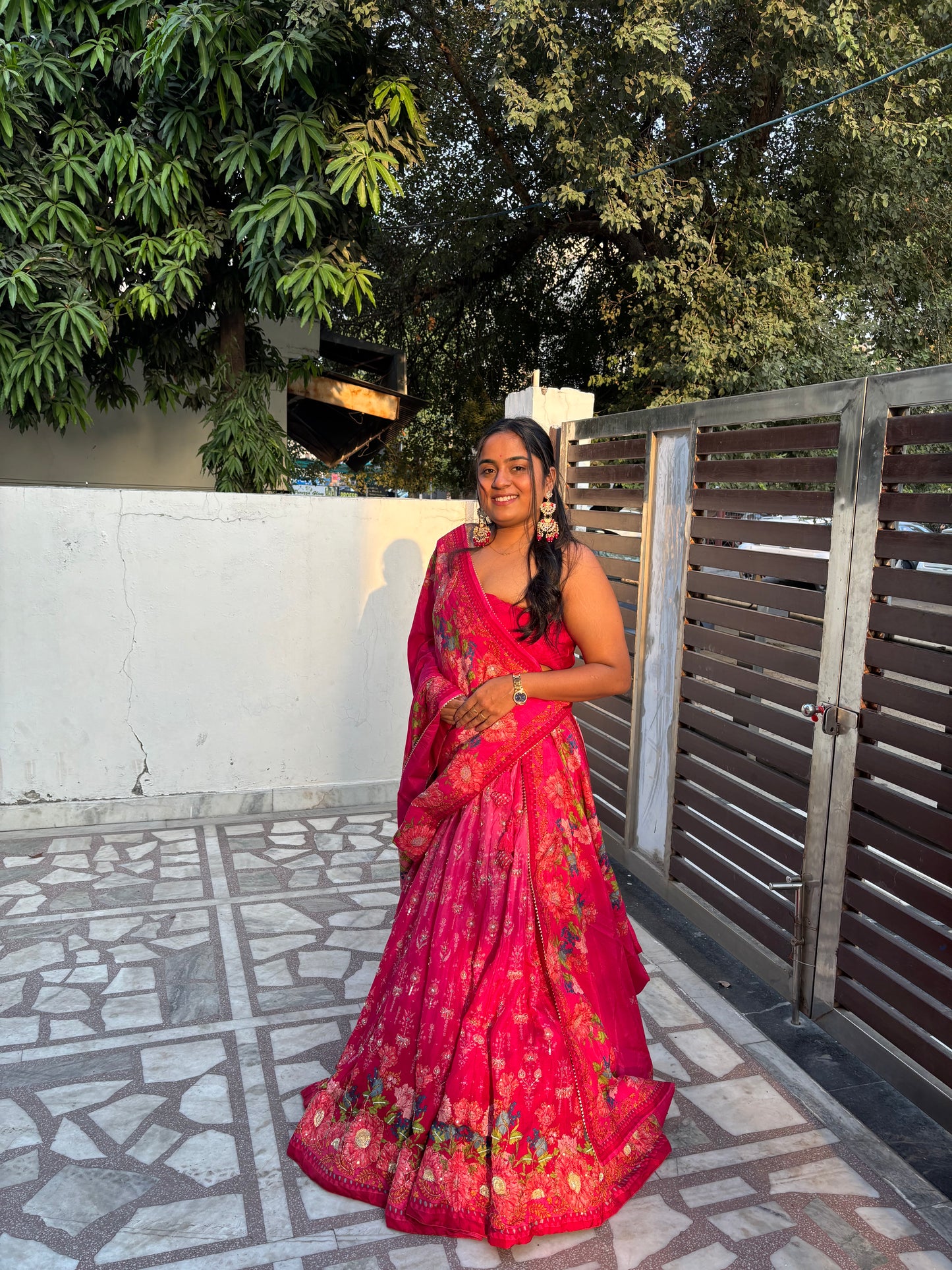 Ombre Pink Baghicha Lehenga Set