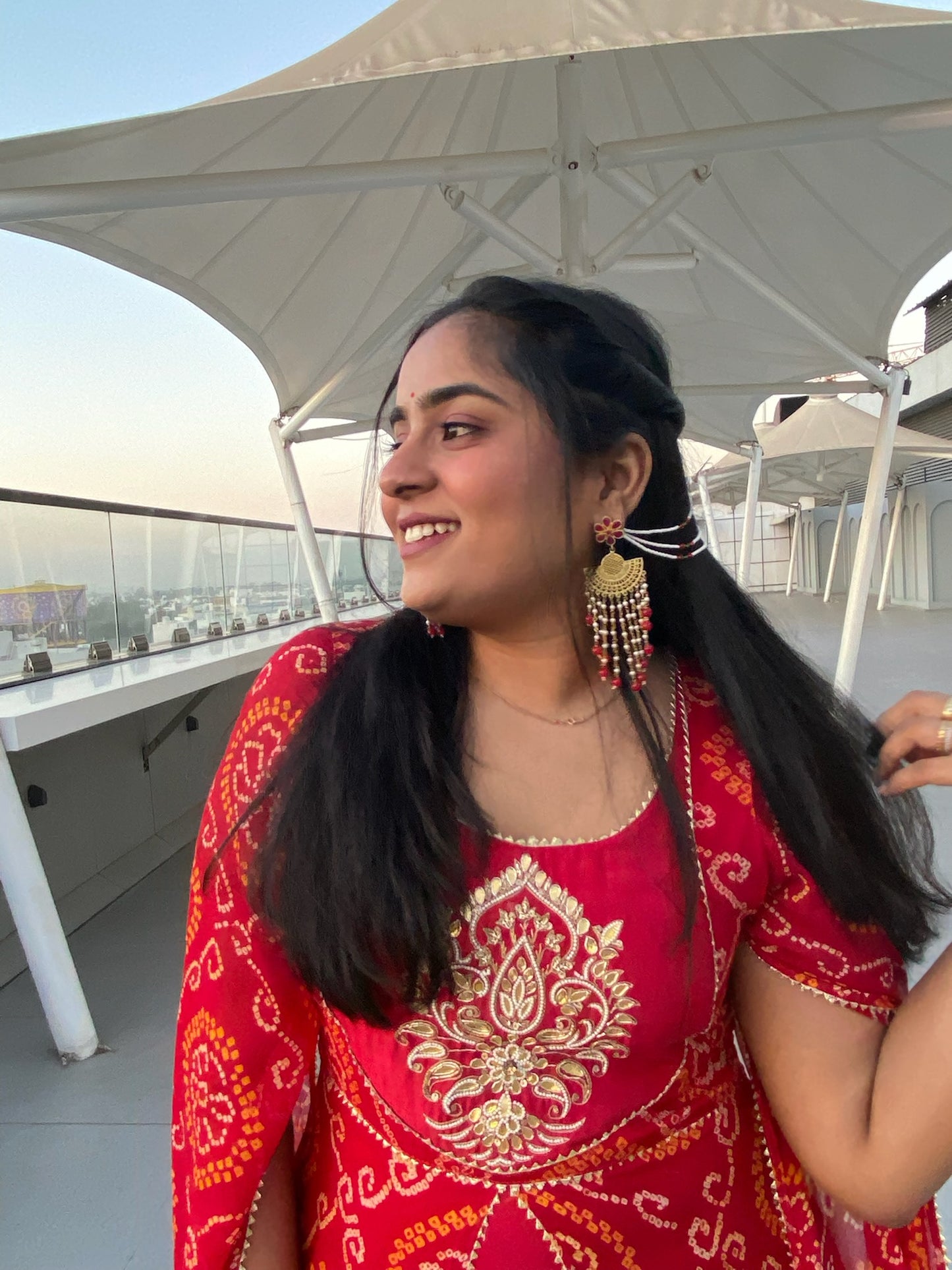 Red Bandhej Gown