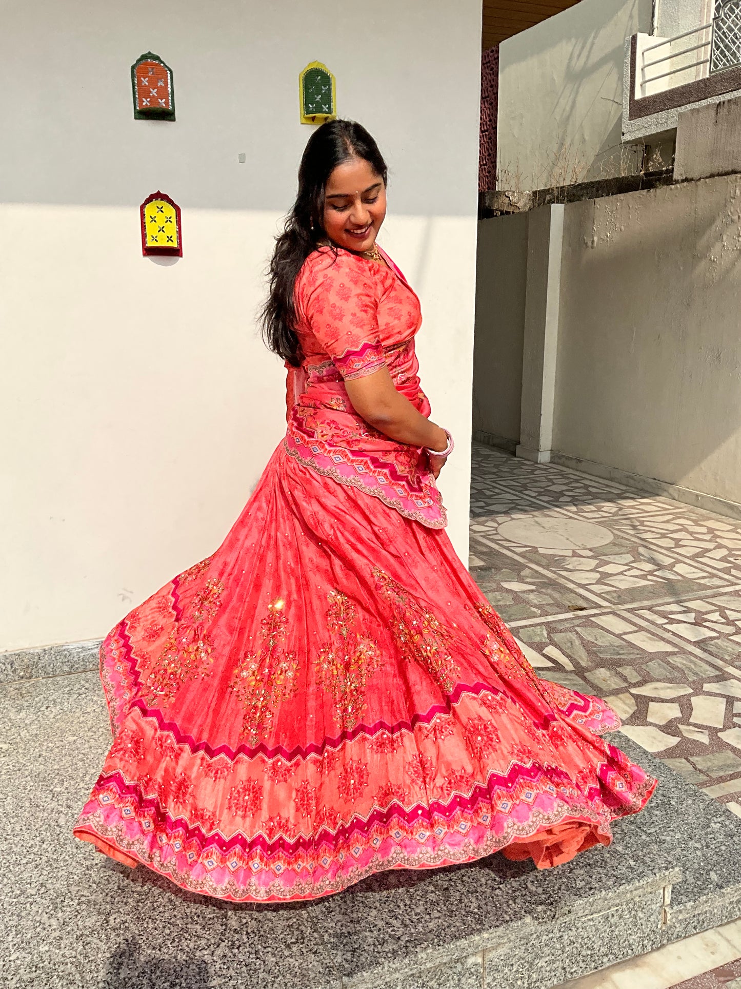 Peach Guldastan Lehenga Set