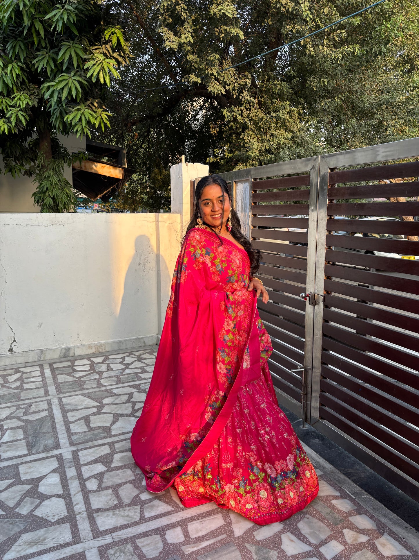 Ombre Pink Baghicha Lehenga Set