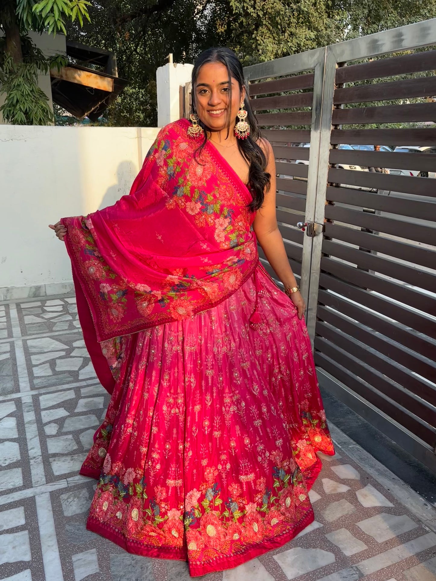 Ombre Pink Baghicha Lehenga Set