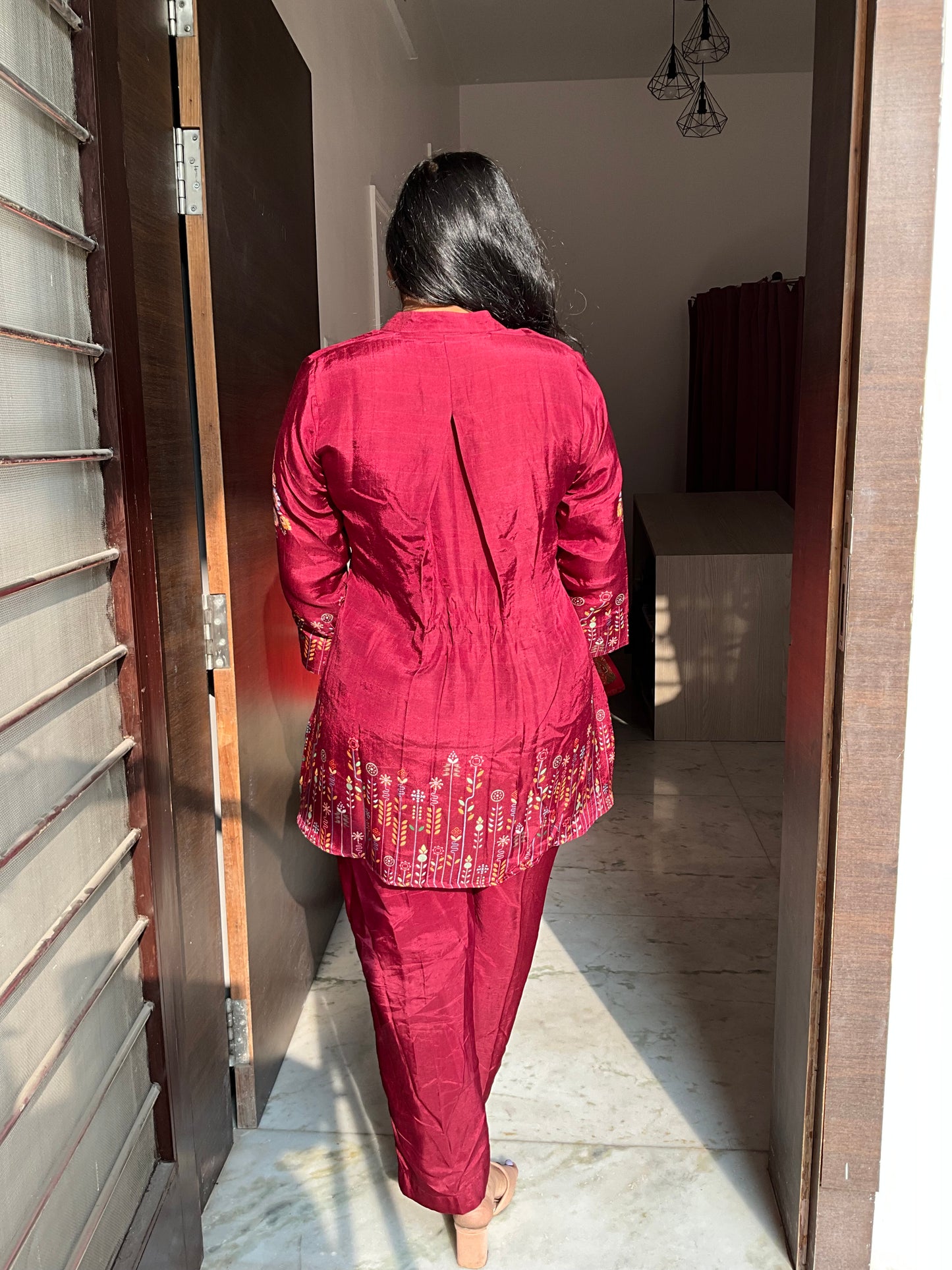 Maroon Baghicha Co-ord Set