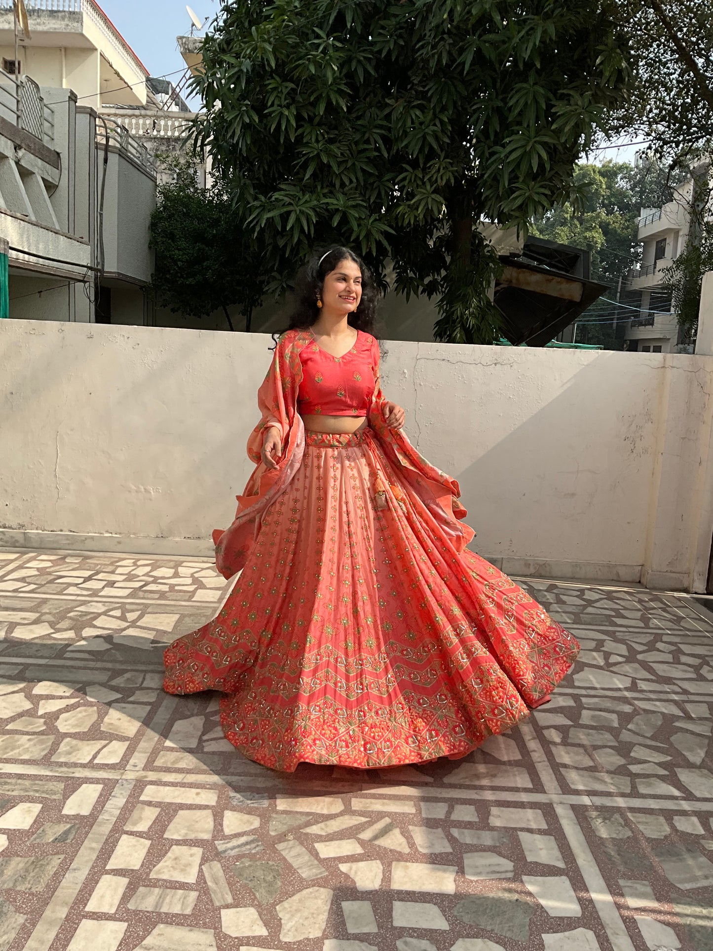 Peach Lehenga Set