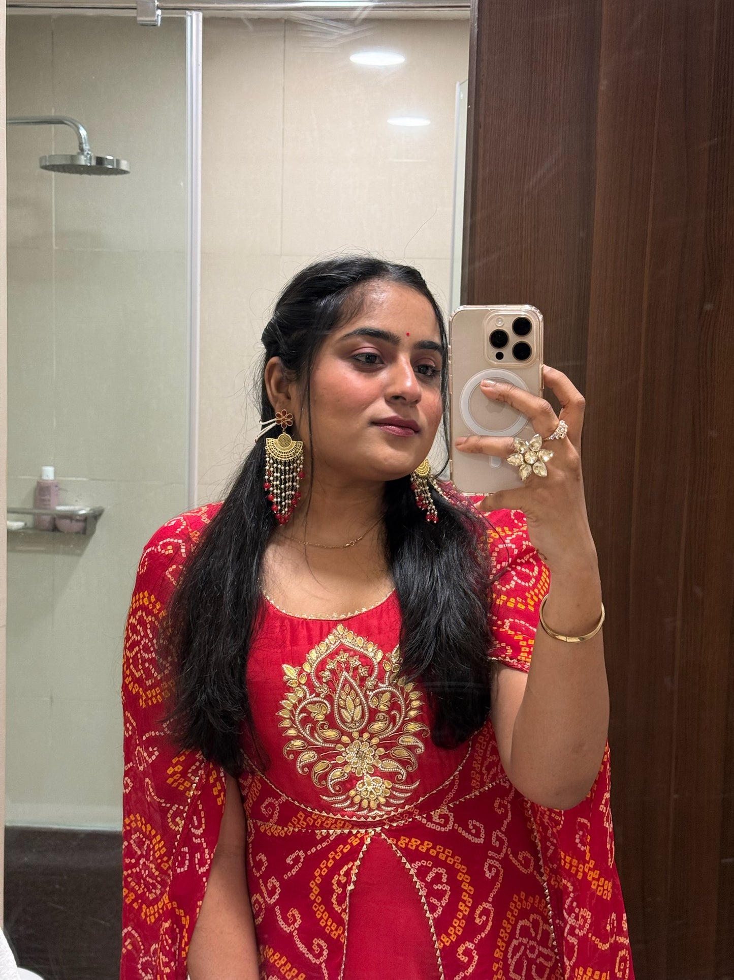 Red Bandhej Gown