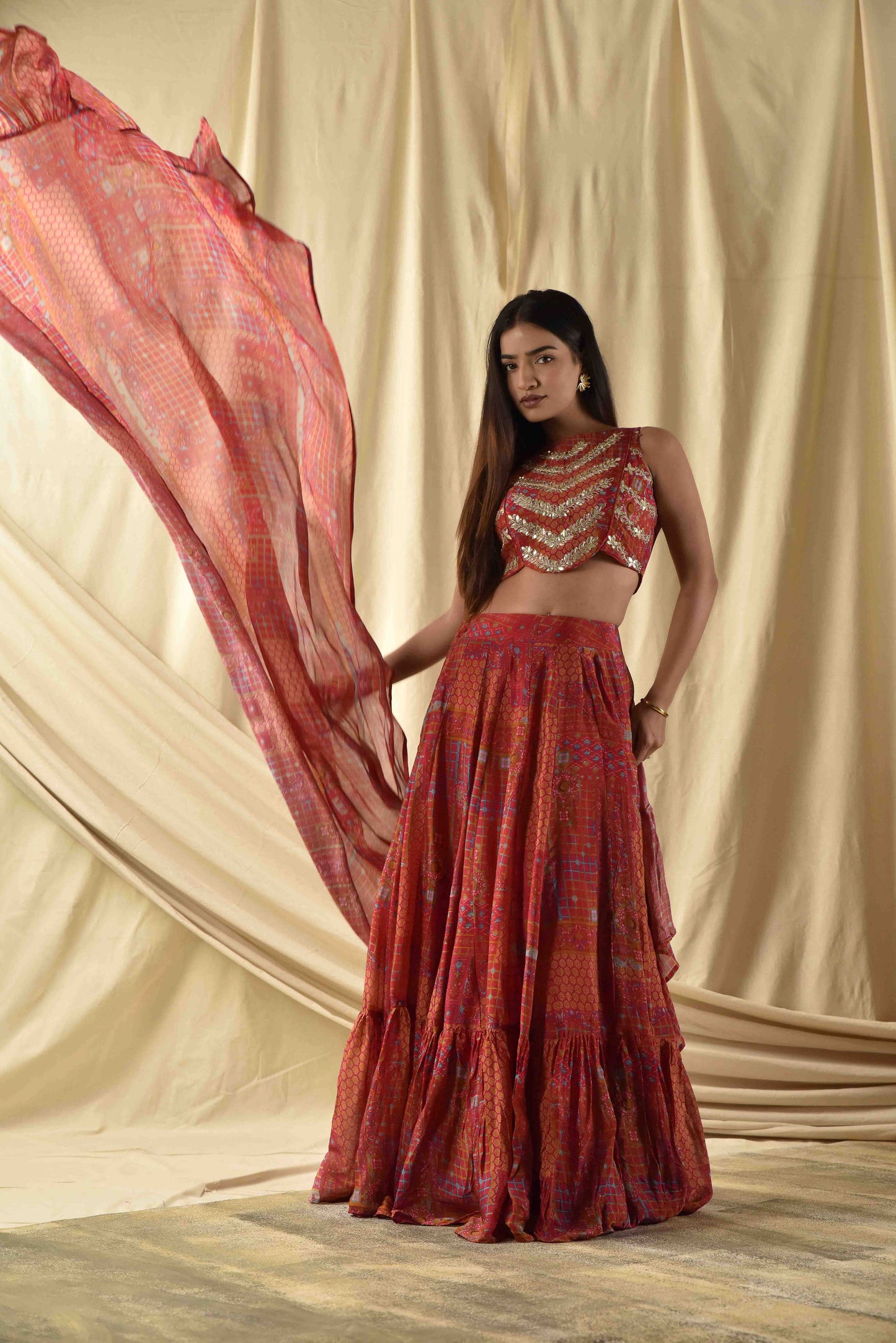 Red Bridesmaid Lehenga