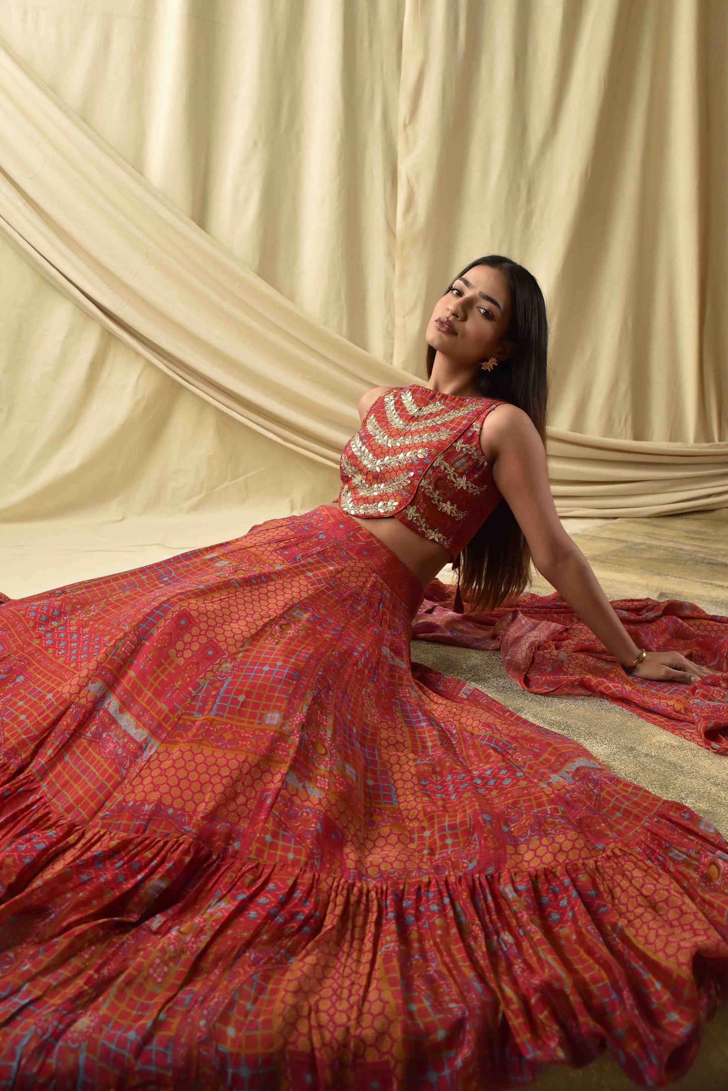 Red Bridesmaid Lehenga
