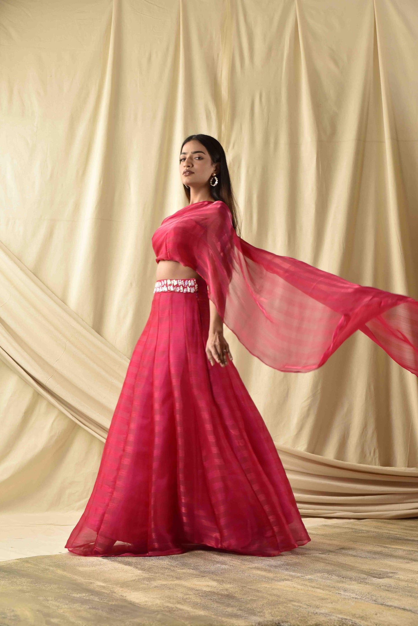 Pink Magenta Ravishing Striped Lehenga