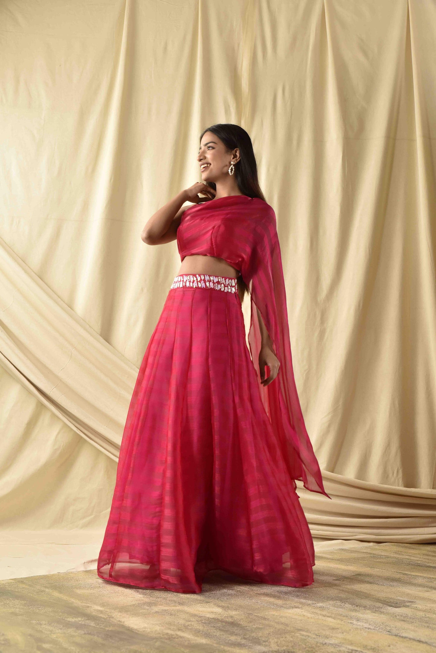 Pink Magenta Ravishing Striped Lehenga