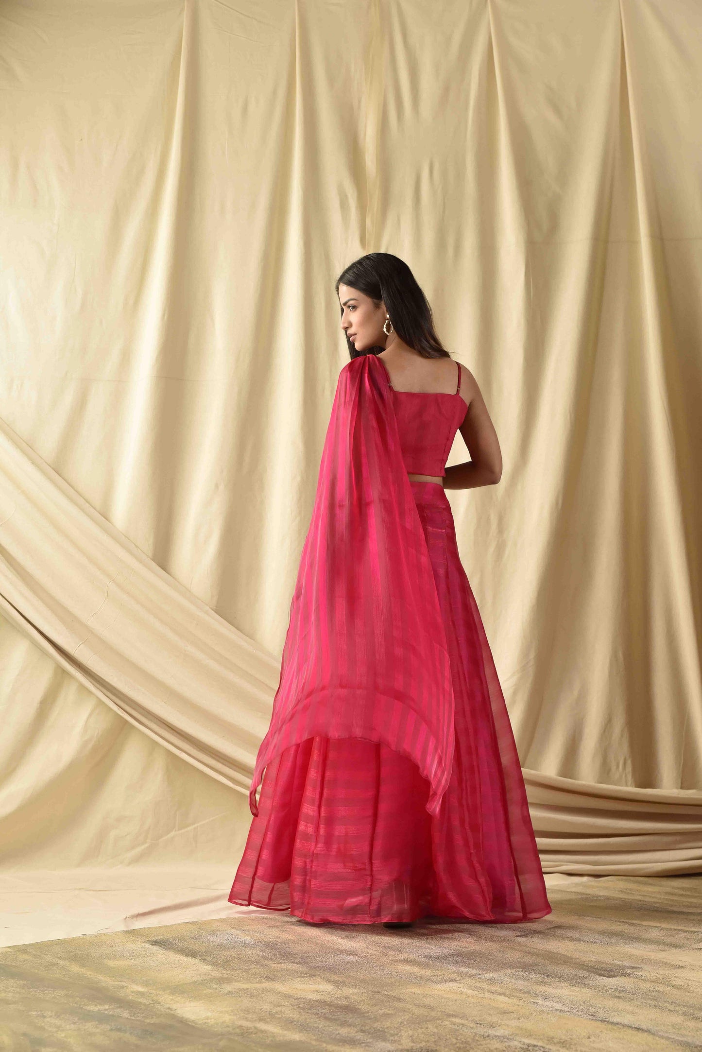 Pink Magenta Ravishing Striped Lehenga