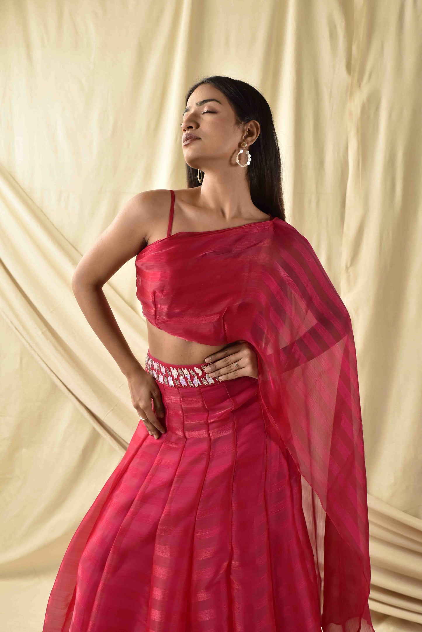 Pink Magenta Ravishing Striped Lehenga