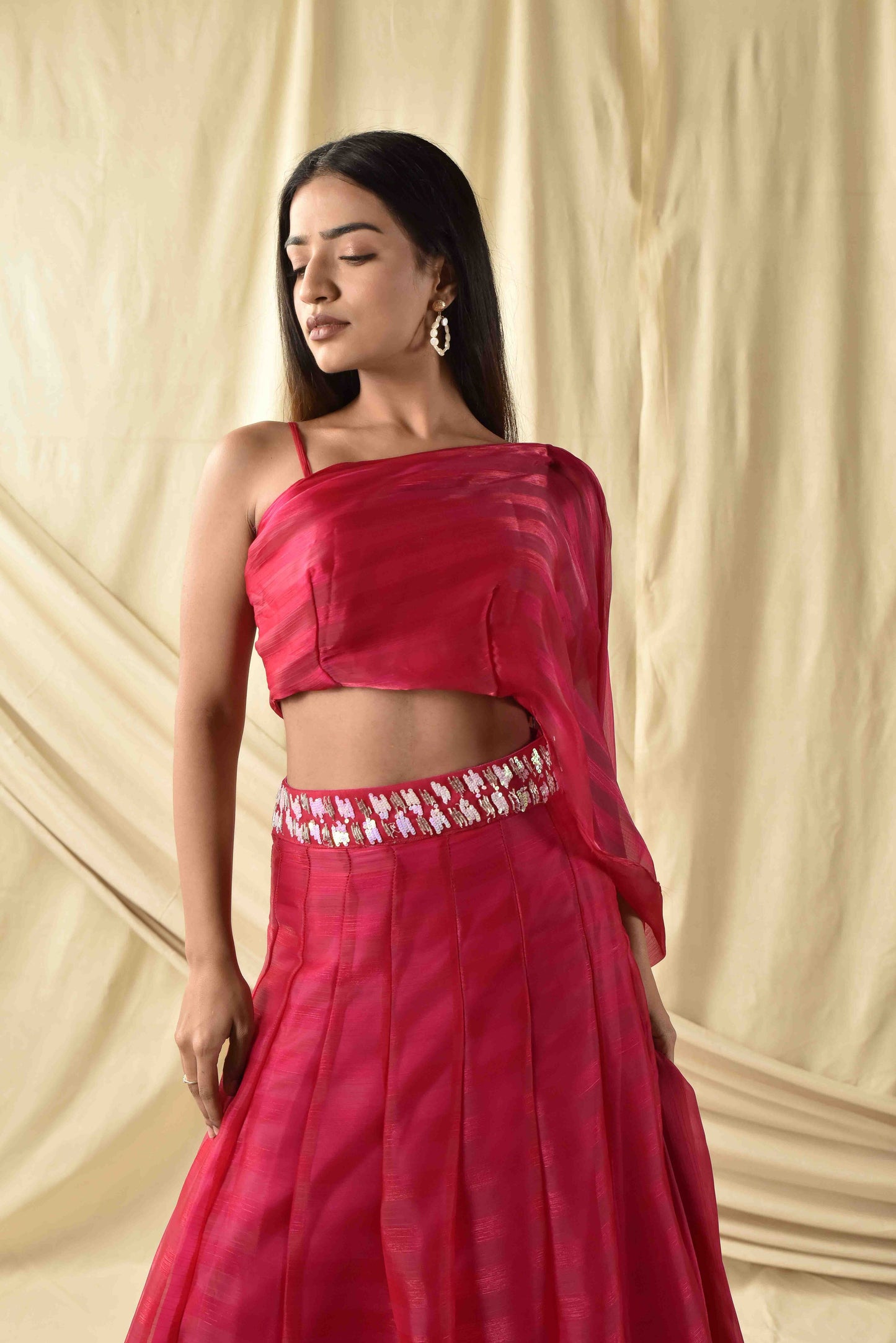 Pink Magenta Ravishing Striped Lehenga
