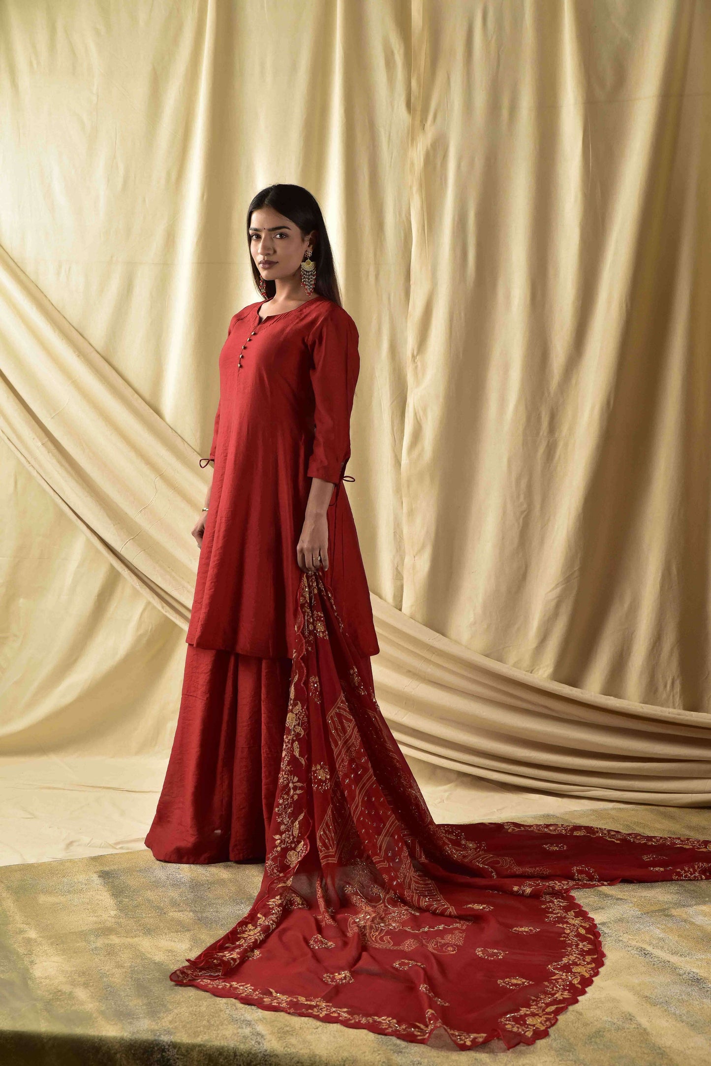 Red Peplum and Plazzao Set