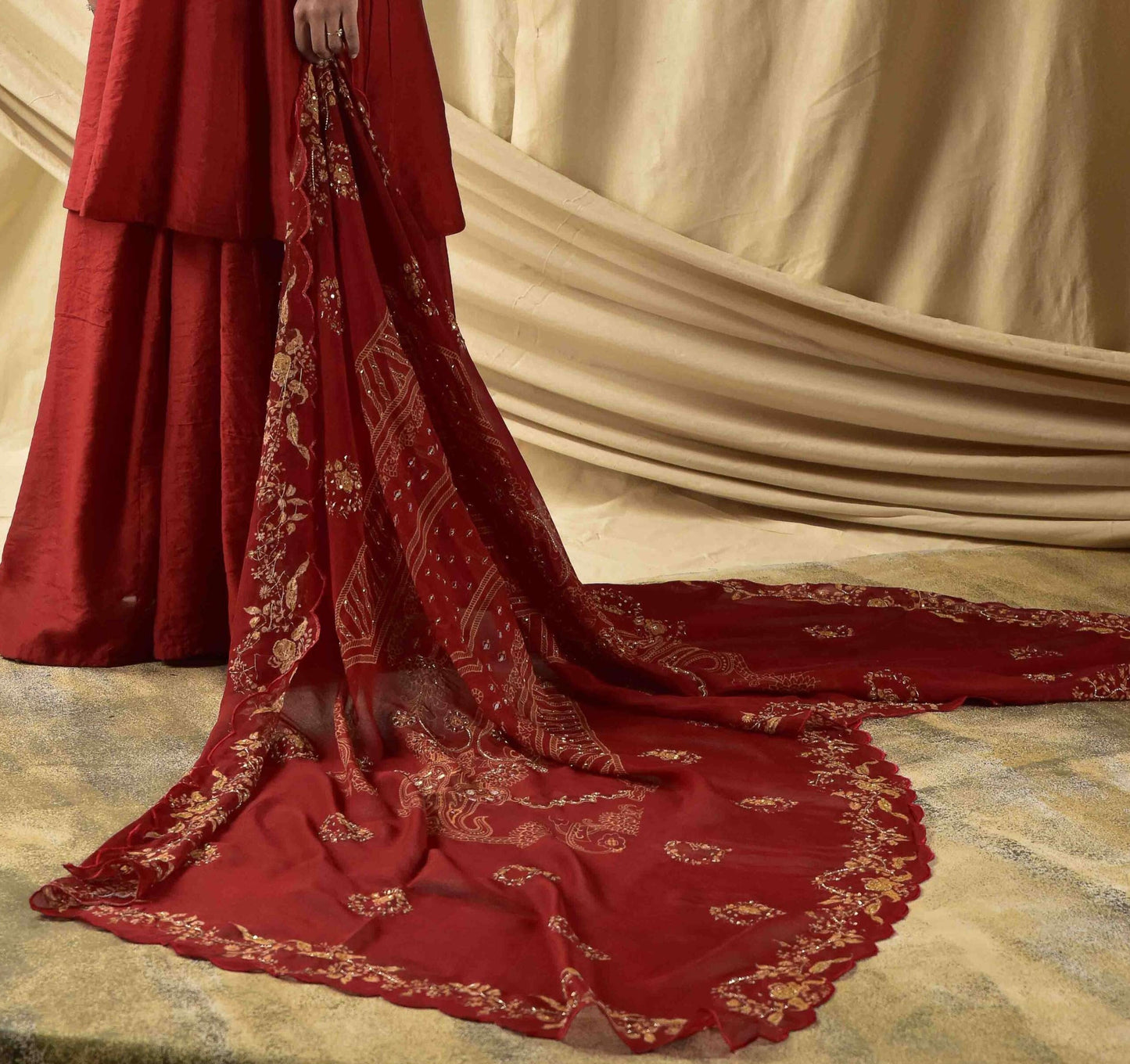 Red Heavy embroidered Dupatta