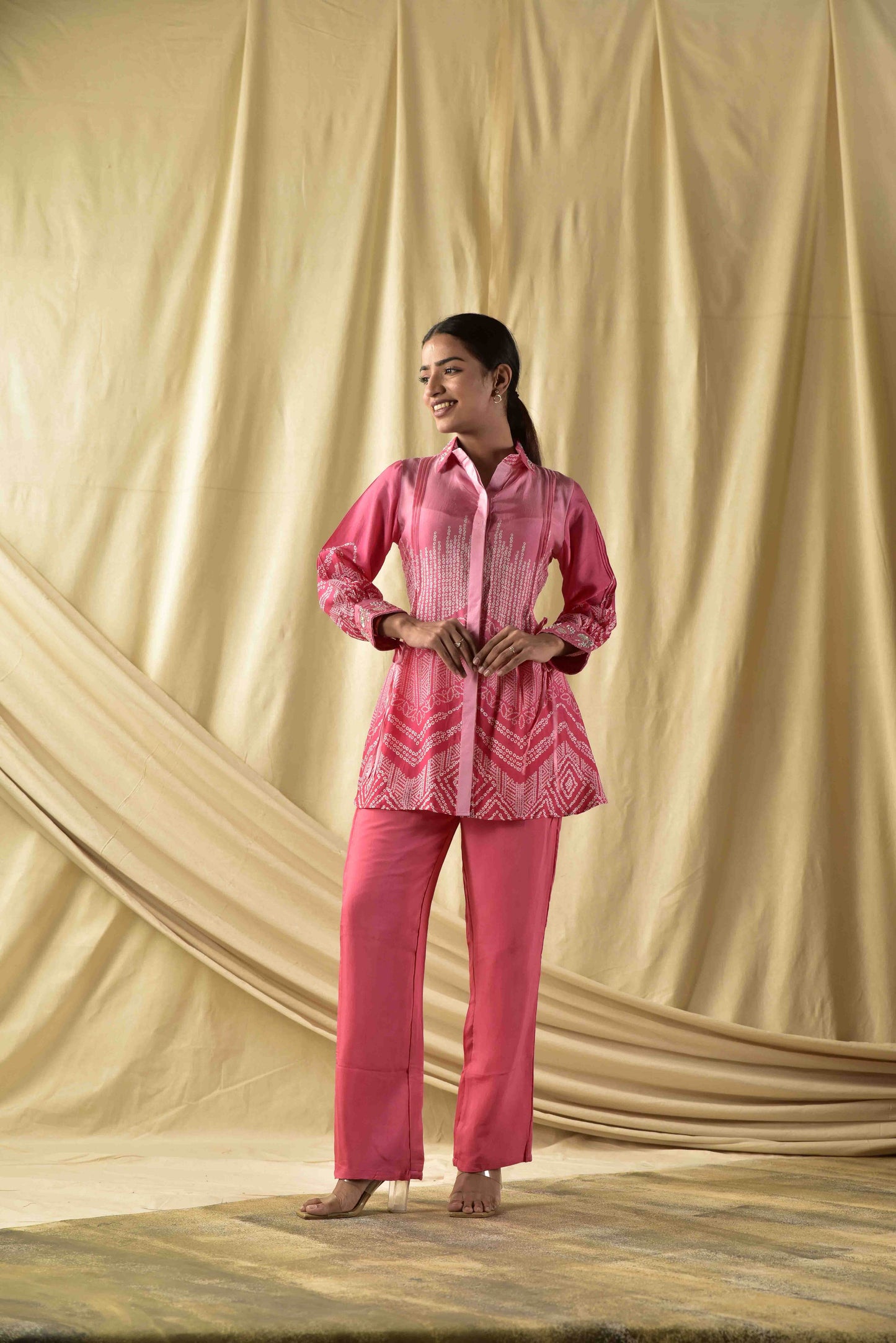 Ombre Pink Bandhej Co-ord Set