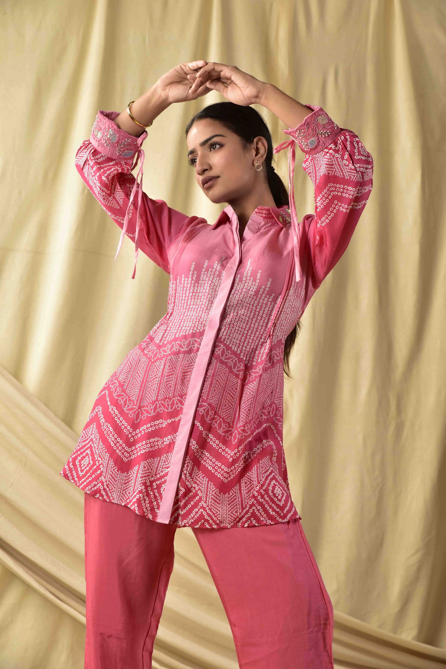 Ombre Pink Bandhej Co-ord Set