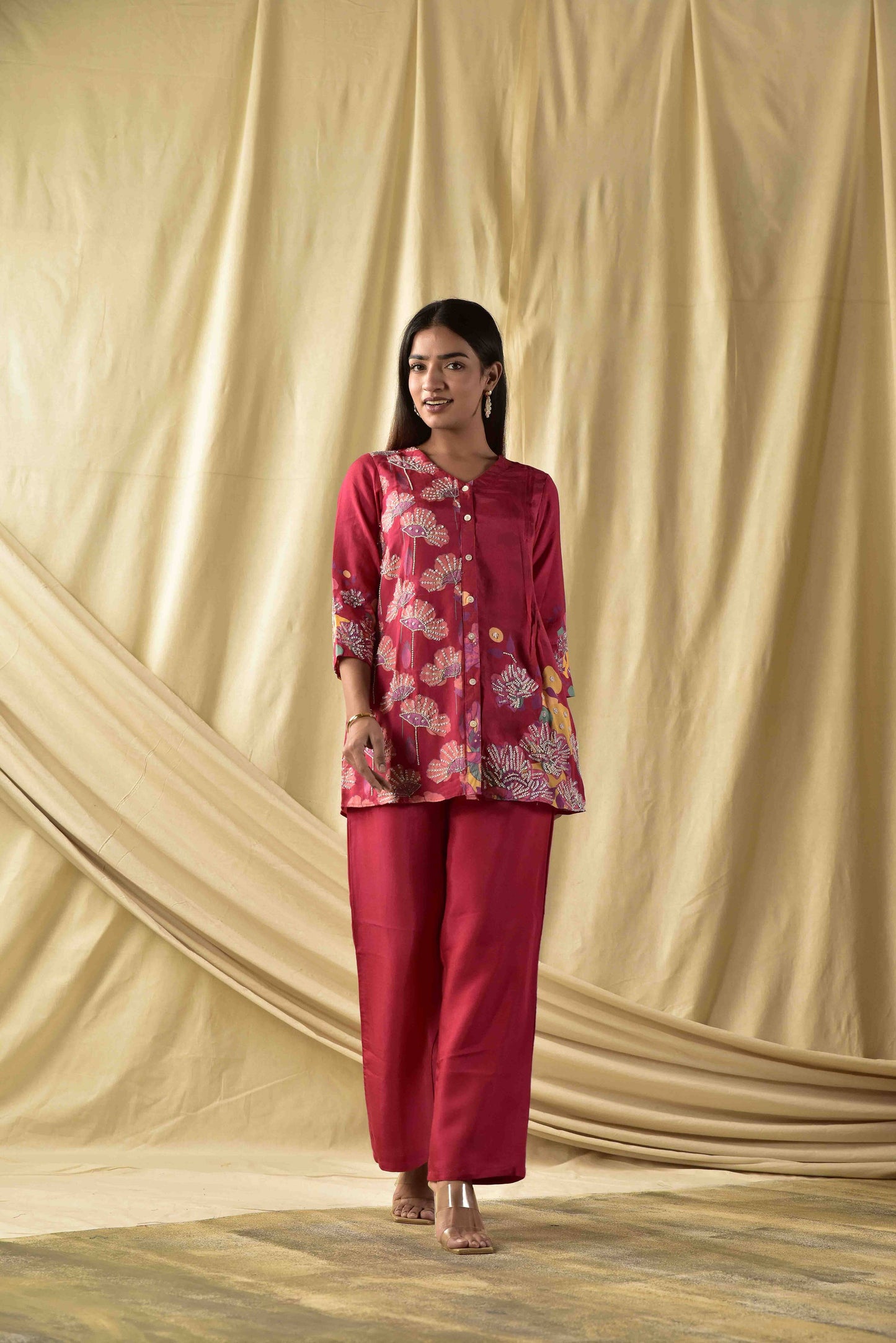 Crimsom Red Bhagicha Co-ord Set