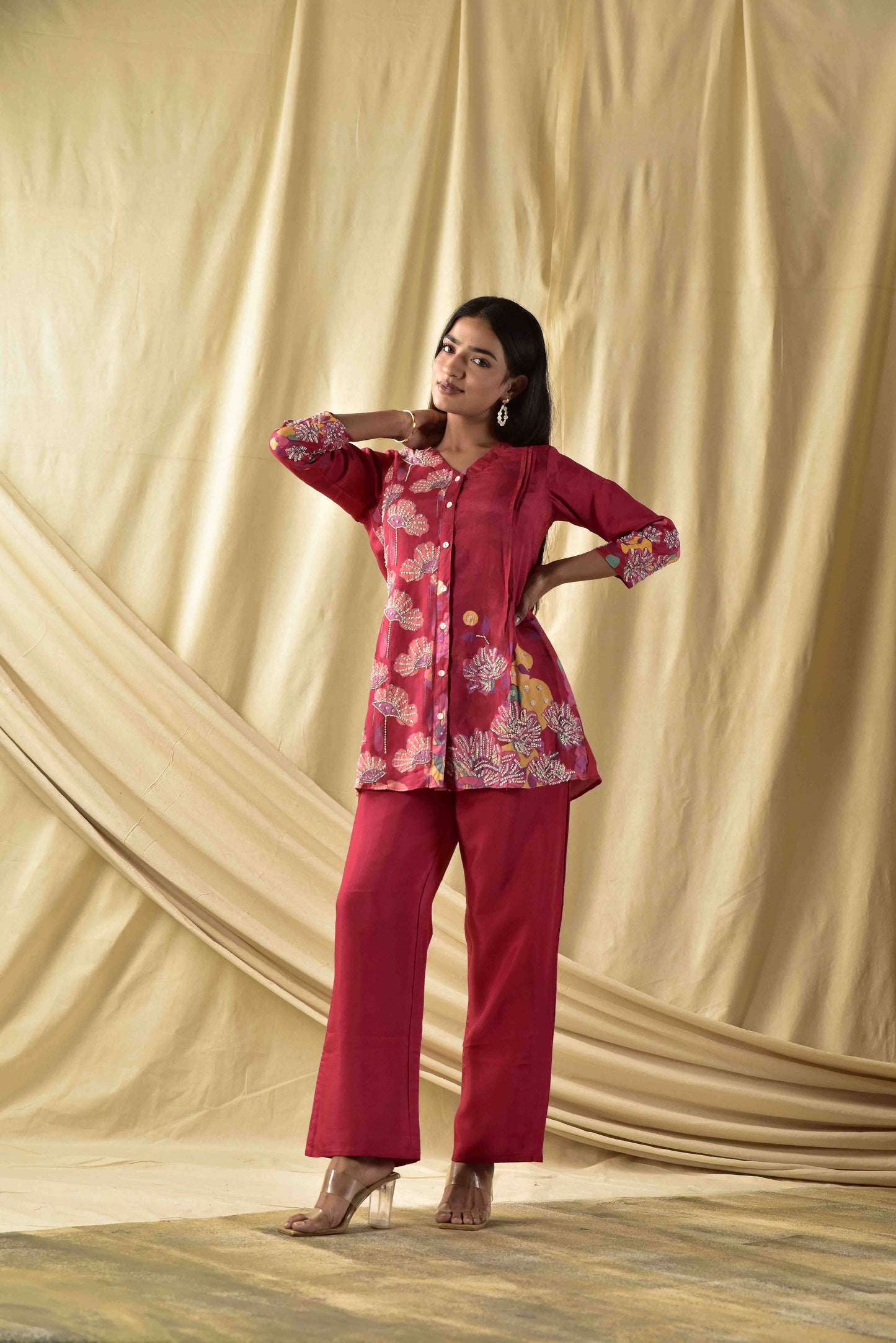 Crimsom Red Bhagicha Co-ord Set