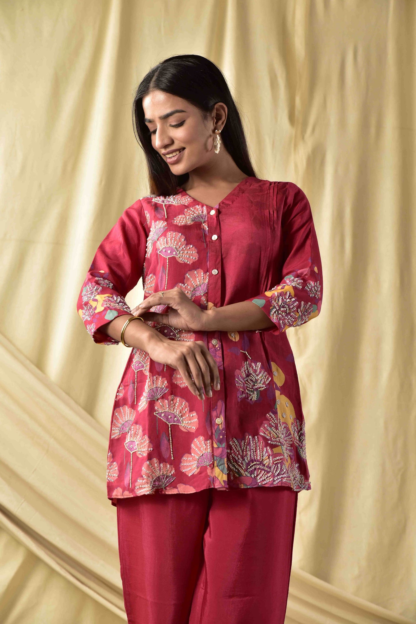Crimsom Red Bhagicha Co-ord Set