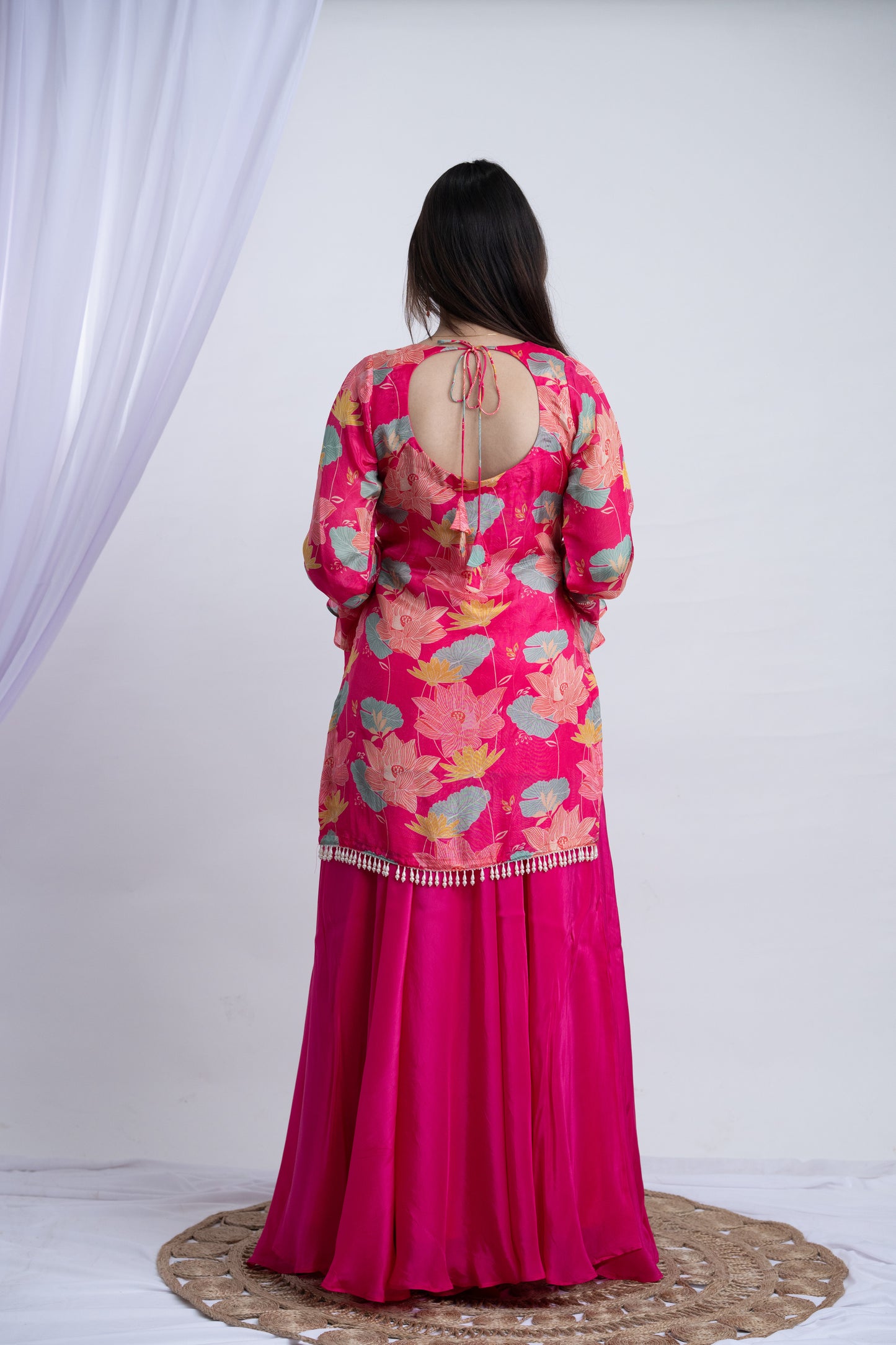 Pink Lotus Plazzao Suit Set