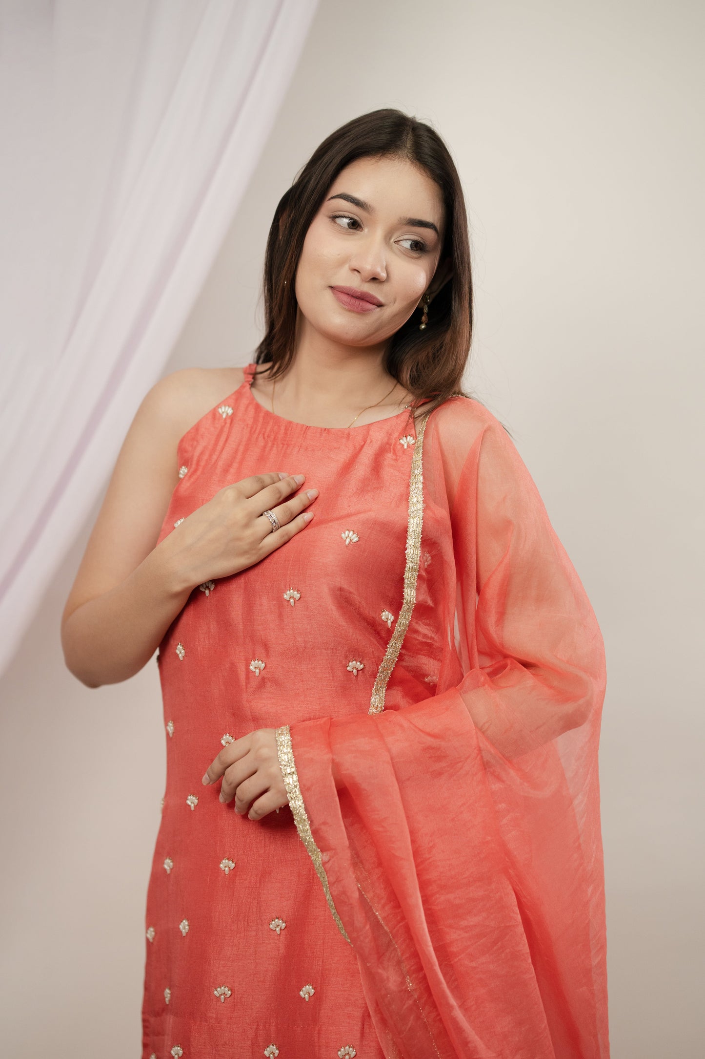 Coral Ombre Sharara Kurta Set