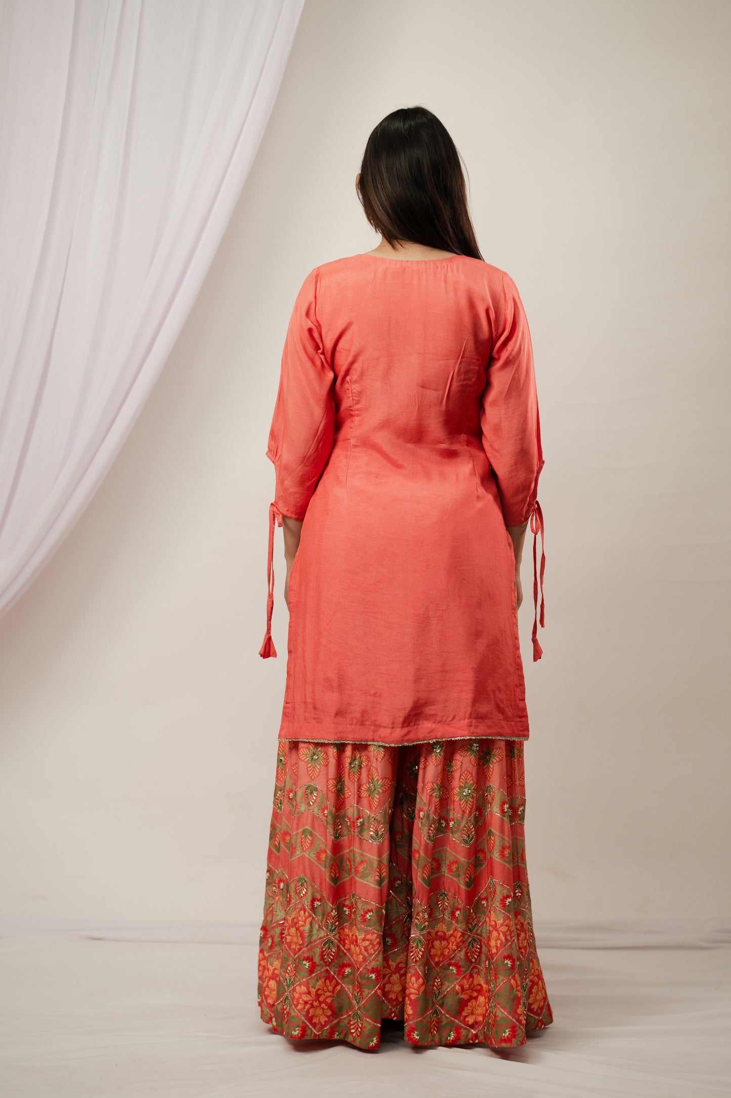 Coral Ombre Sharara Suit Set