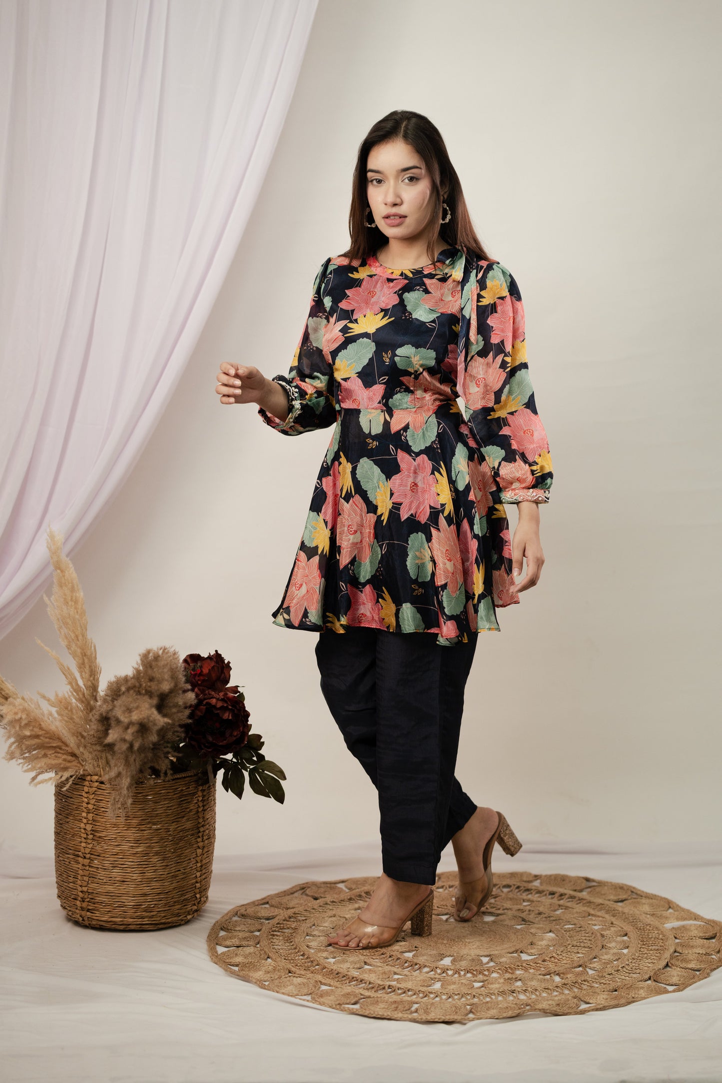 Navy Blue Floral Co-ord Set