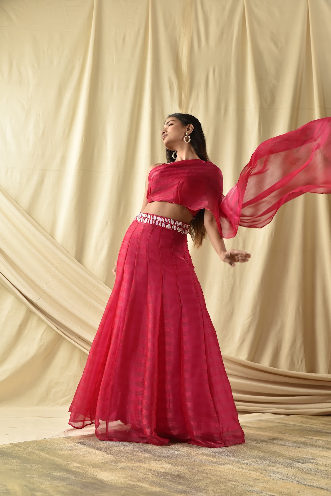 Pink Magenta Ravishing Striped Lehenga