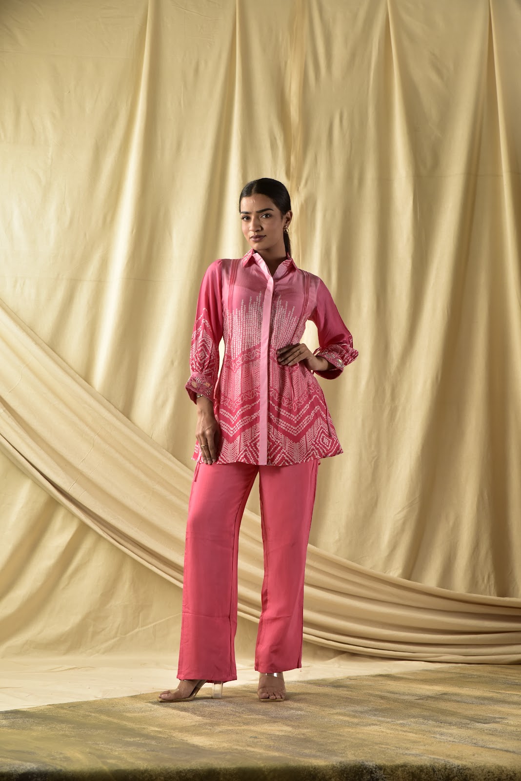 Ombre Pink Bandhej Co-ord Set