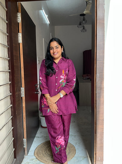 Wine Floral Co-ord Set