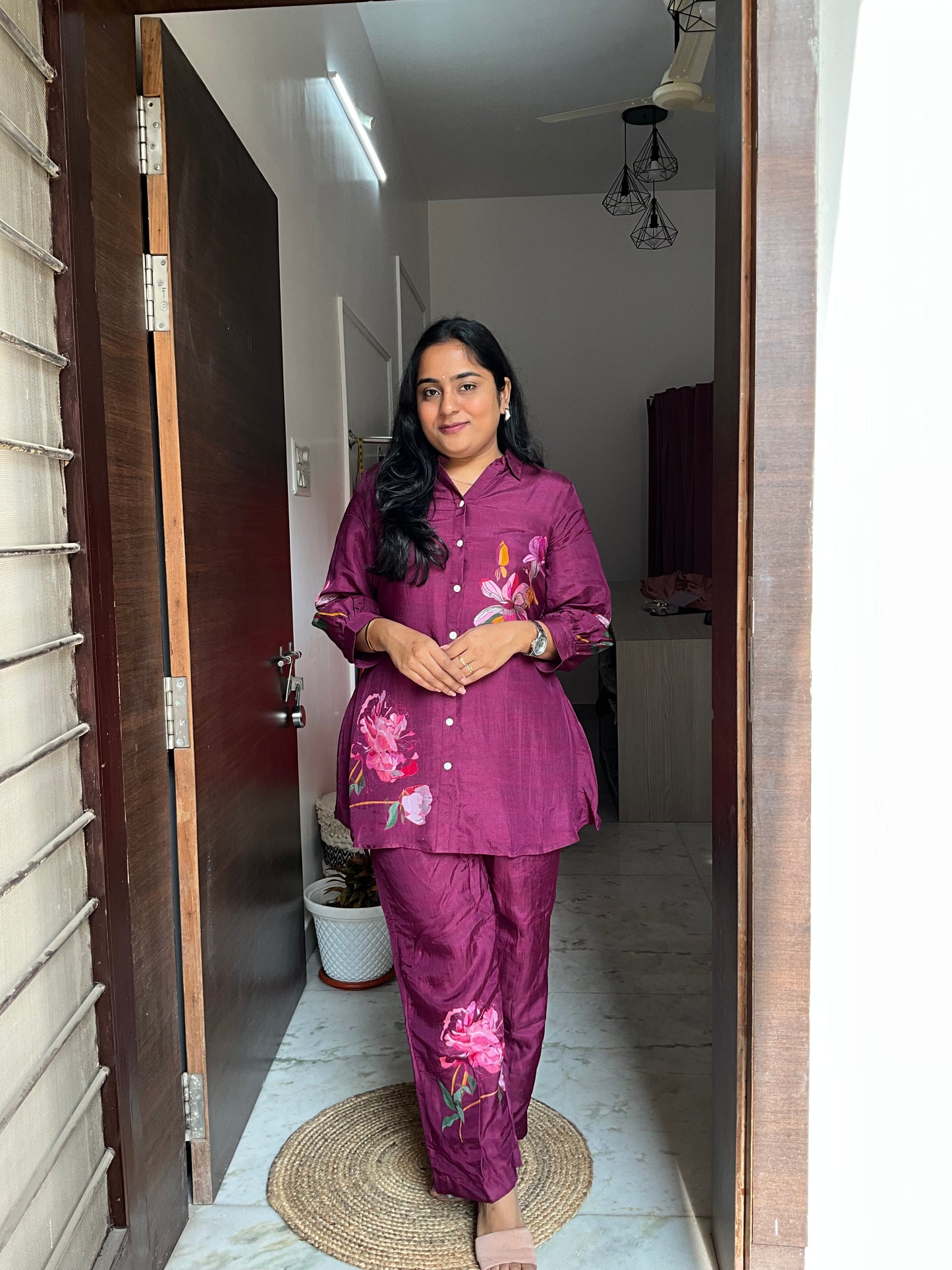 Wine Floral Co-ord Set