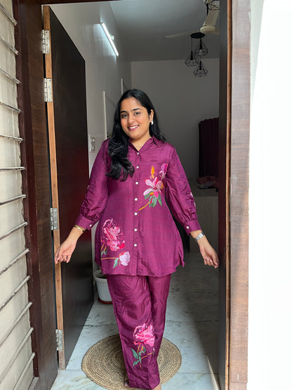 Wine Floral Co-ord Set