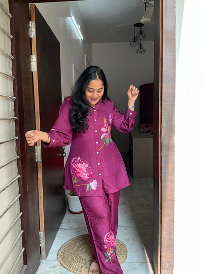 Wine Floral Co-ord Set