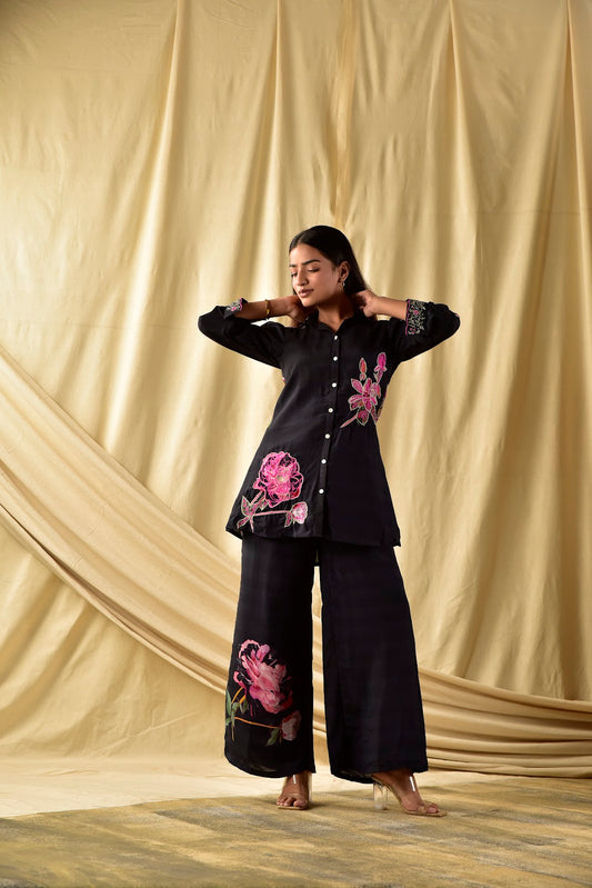 Black Floral Printed Co-ord set