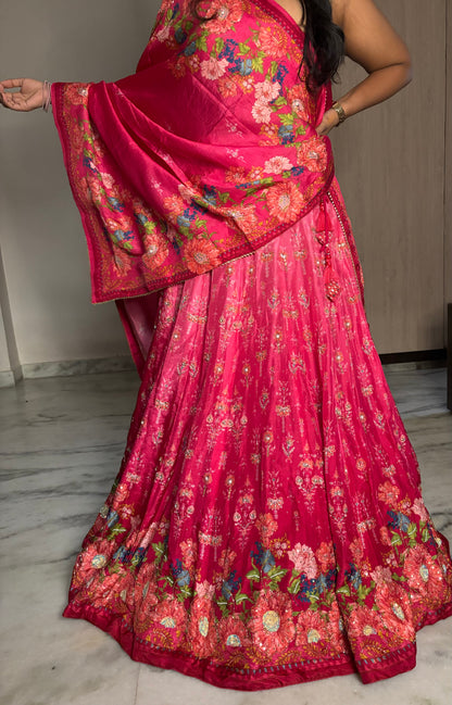 Ombre Pink Baghicha Lehenga Set
