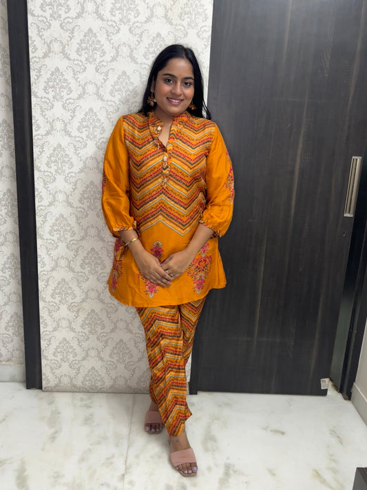 Mustard Orange Guldastan Co-ord Set