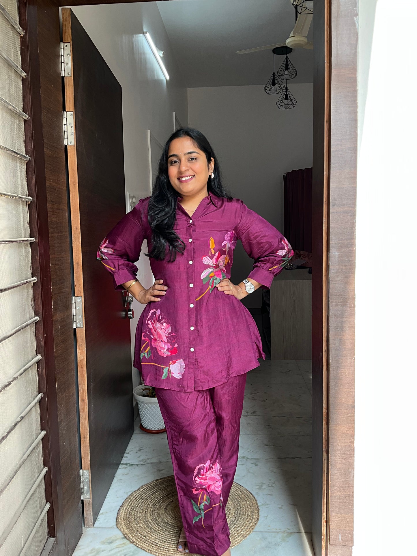 Wine Floral Co-ord Set