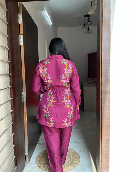 Wine Floral Co-ord Set