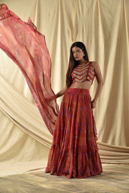 Red Bridesmaid Lehenga