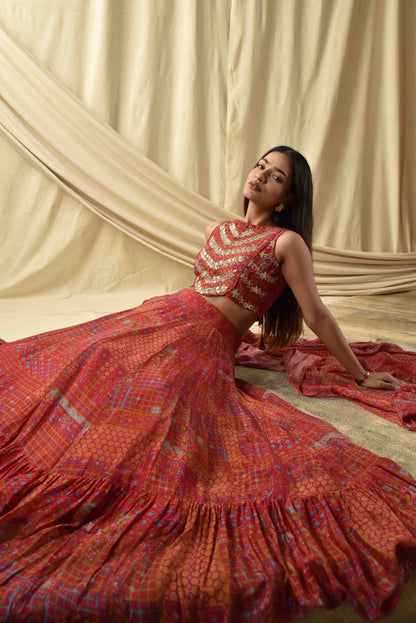 Red Bridesmaid Lehenga