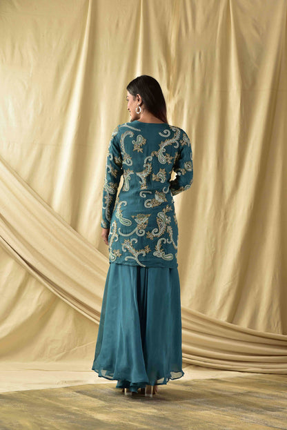 Rama Green  Peplum Kurta and Plazzao Set