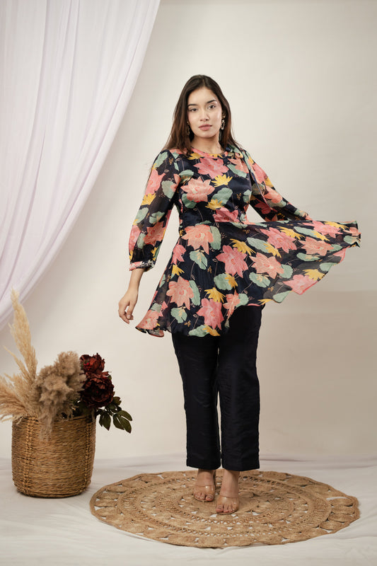 Navy Blue Floral Co-ord Set