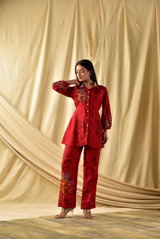 Cherry Red temptation Co-ord Set