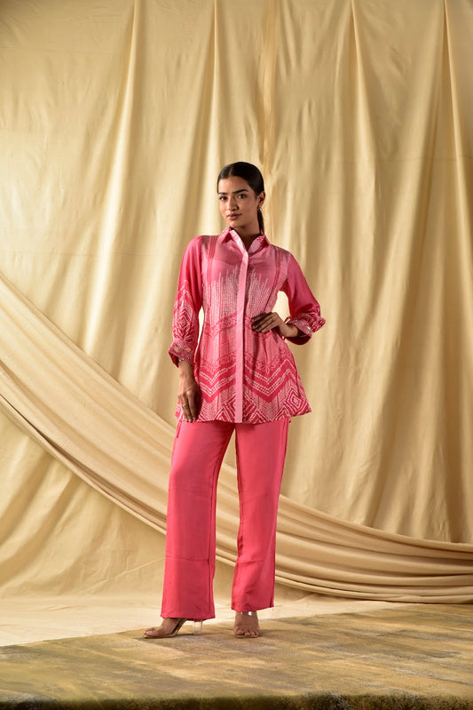 Ombre Pink Bandhej Co-ord Set